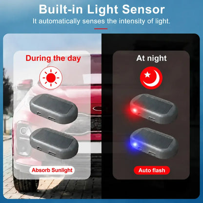 Solar Powered Fake Car Alarm Light, Auto Light Sensor LED Simulated Security Warning Light🚨