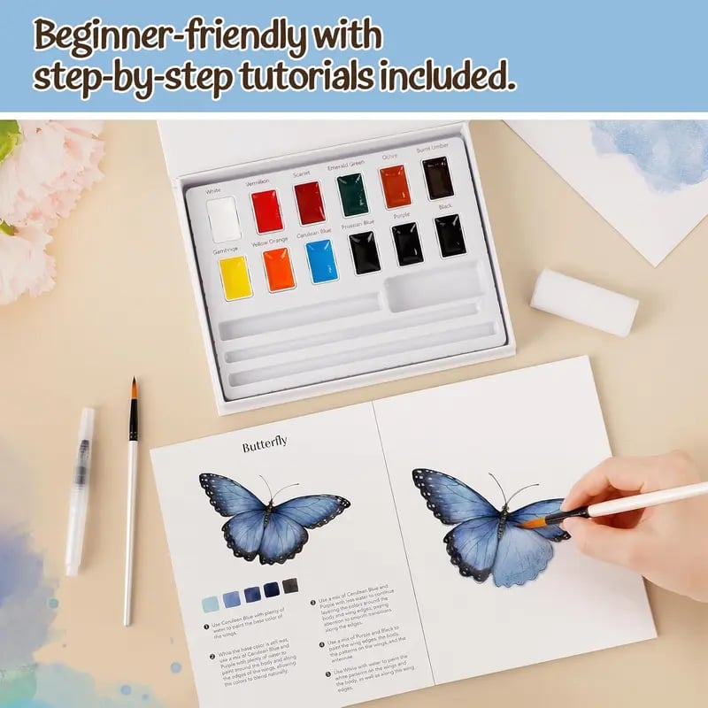 Beginner Watercolor Animal Workbook & Paint Set
