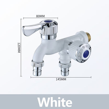 Dual Outlet Washing Machine Plastic Faucet, 1 In 2 Out Water Plastic Tap
