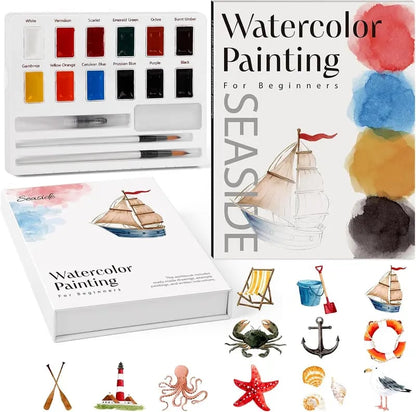 Beginner Watercolor Animal Workbook & Paint Set