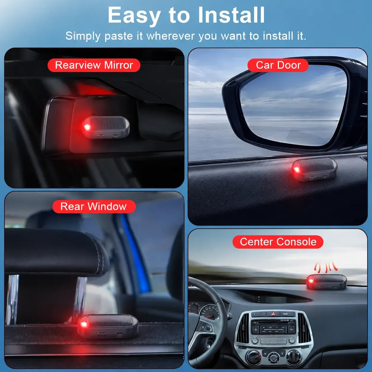 Solar Powered Fake Car Alarm Light, Auto Light Sensor LED Simulated Security Warning Light🚨