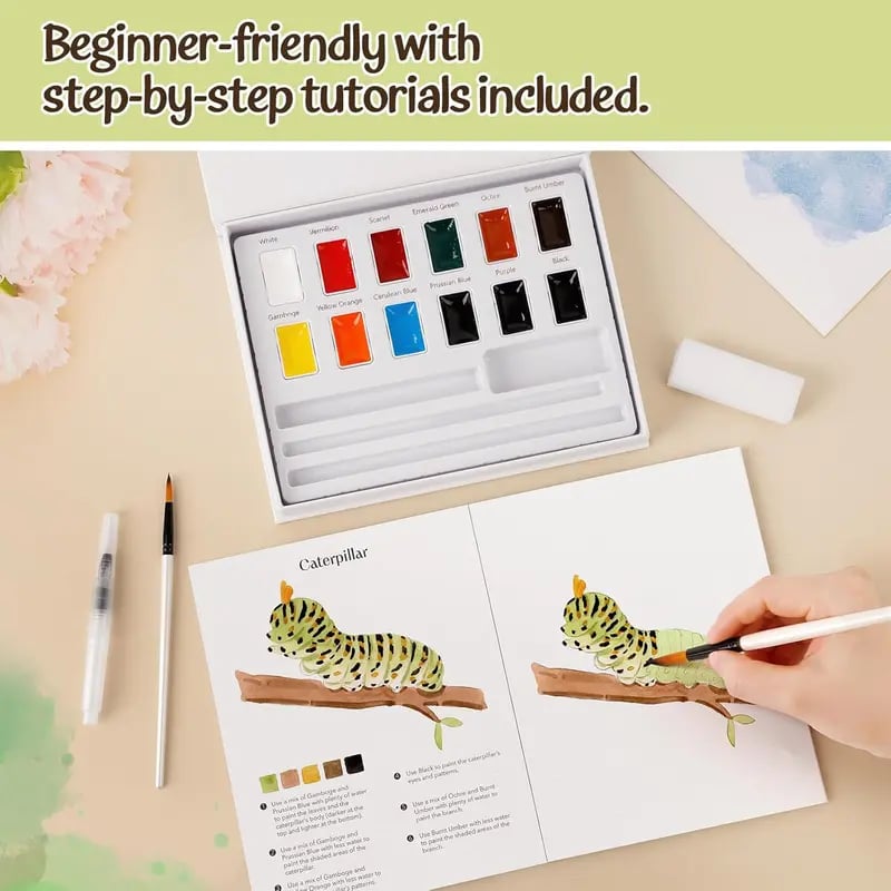 Beginner Watercolor Animal Workbook & Paint Set