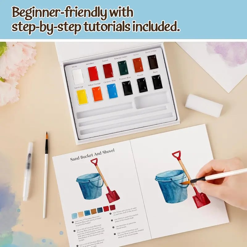 Beginner Watercolor Animal Workbook & Paint Set