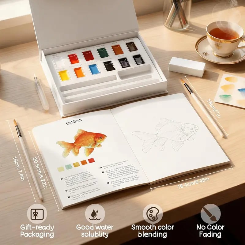 Beginner Watercolor Animal Workbook & Paint Set