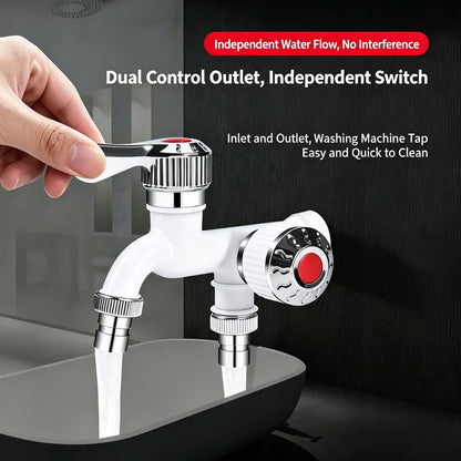 Dual Outlet Washing Machine Plastic Faucet, 1 In 2 Out Water Plastic Tap